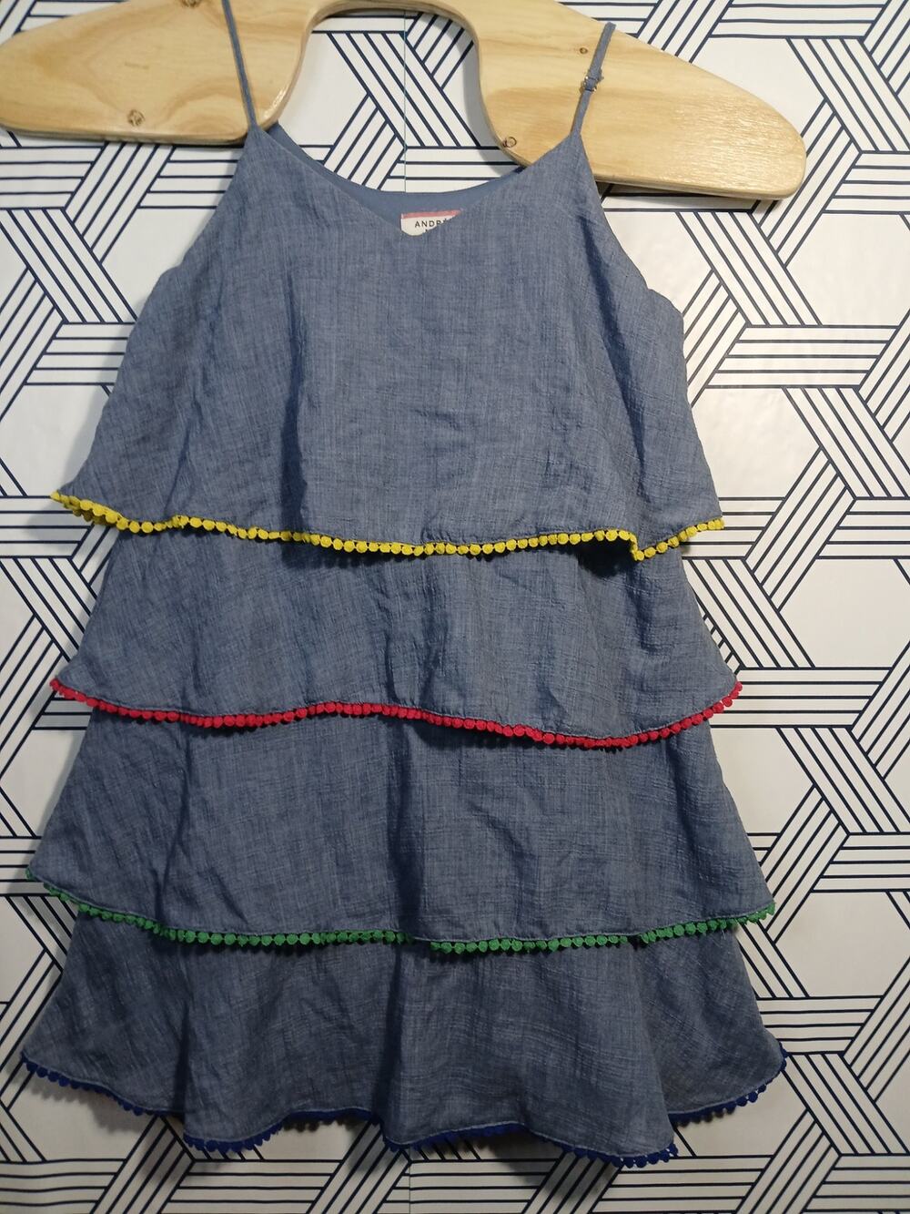 Andree by Unit Tiered Chambray Mini Dress Size Small